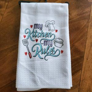 My Kitchen My Rules Waffle Knit Tea Towel